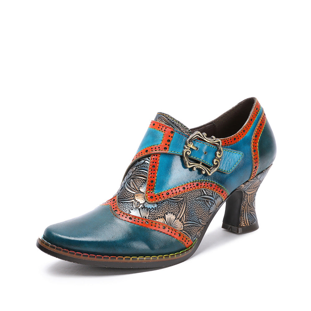 Women's First Layer Cowhide Retro Ethnic Style Fashion Women's Shoes