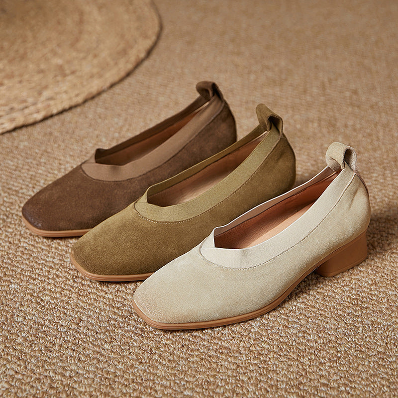 Women's Frosted Reversible Cowhide Chunky Peas Ugly Women's Shoes