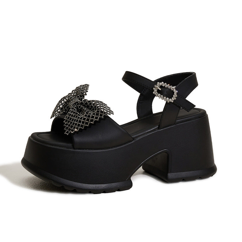 Women's Summer Sier Rhinestone Thick Bottom Chunky Sandals