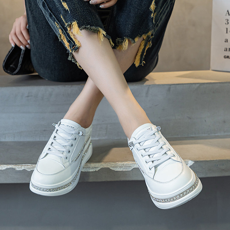 Women's White Slip-on Autumn Platform Lightweight Small Inner Women's Casual Shoes