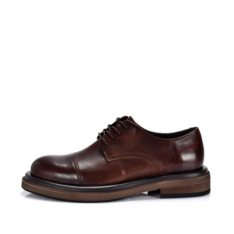 Men's Retro Handmade Leisure Platform Wedding Three Joint Leather Shoes