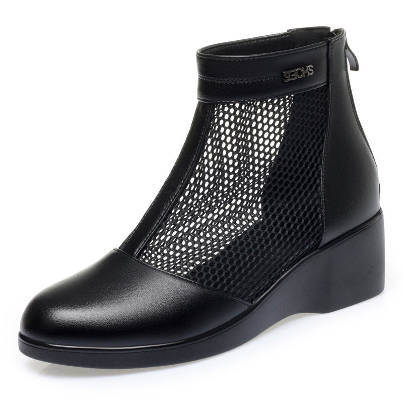 Women's Mesh Mid Chunky Martin British Style Sandals