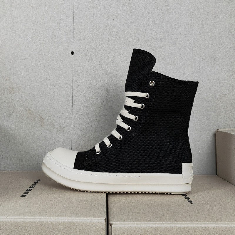 Men's Black White Back Lettered Board Plus Canvas Shoes