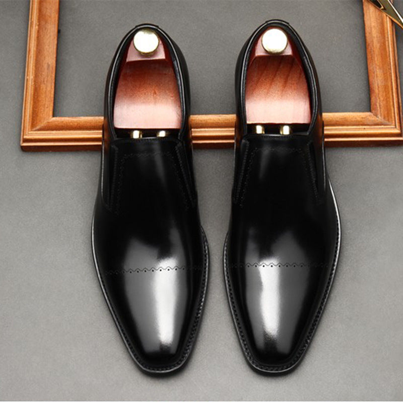 Men's Slip-on First Layer Cowhide British Formal Wear Business Leather Shoes