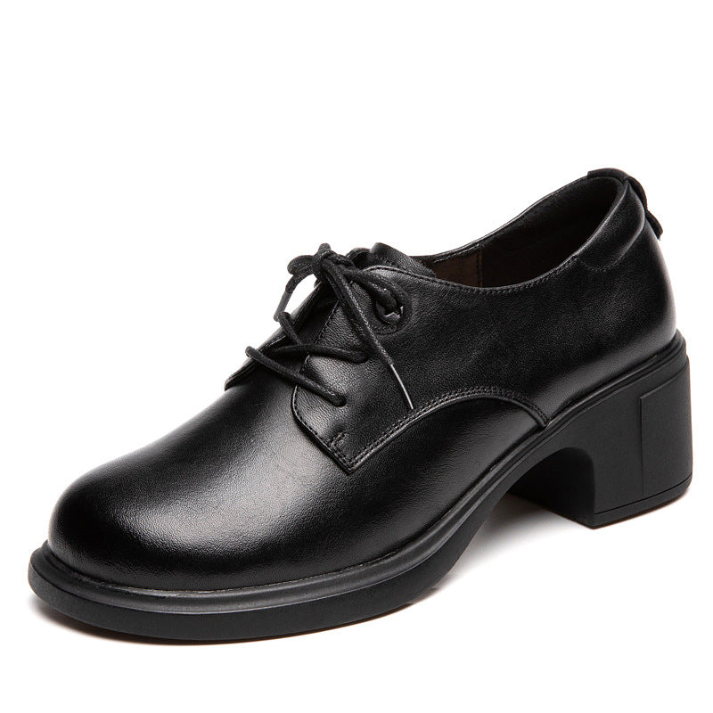 Women's First Layer Cowhide Wedge Autumn Brogue Casual Shoes