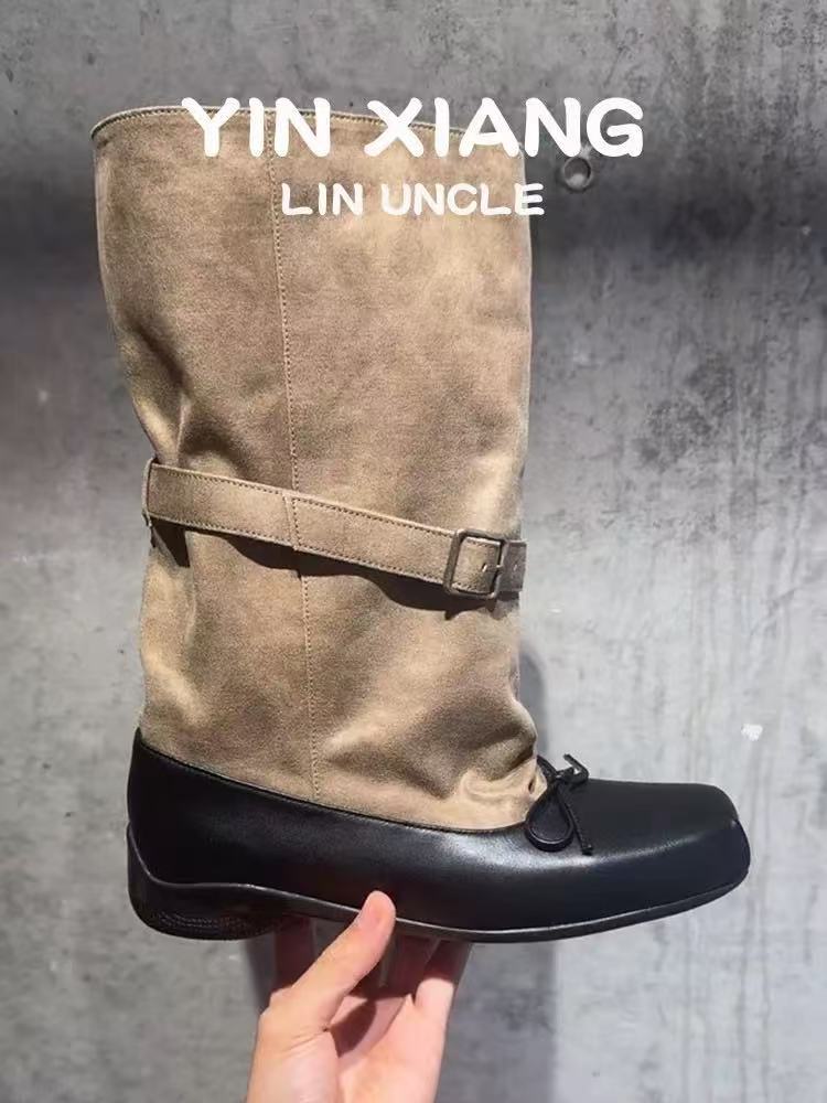 Women's Bowknot Ballet Short Pleated Outer Wear Pile Boots