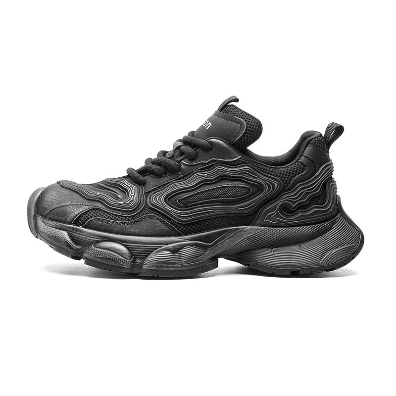 Men's Paris Black Dad Trendy Korean Style Versatile Heightened Sneakers