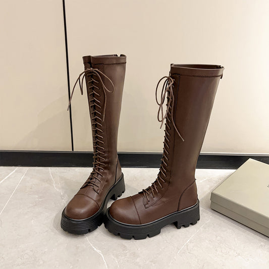 Power Genuine Strap Knight Thick Bottom Boots