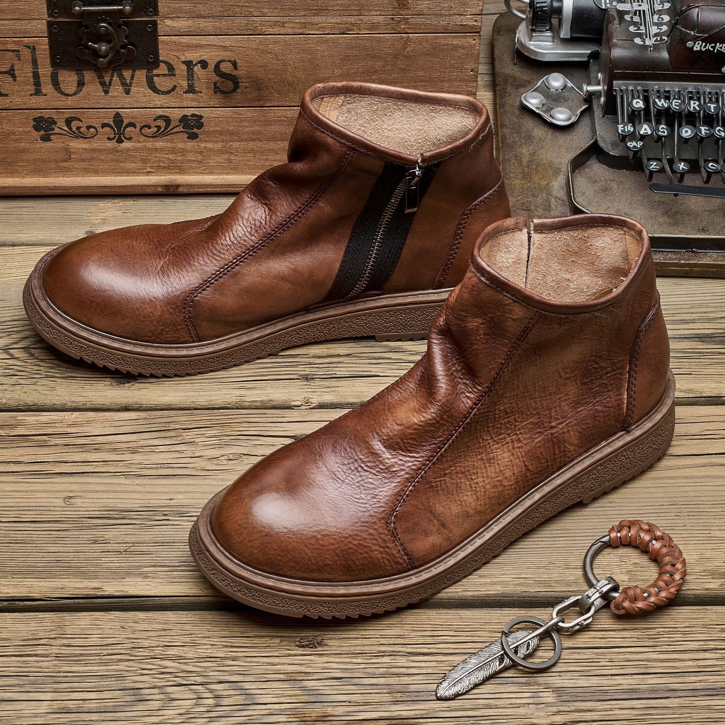 Men's Chelsea Ankle Soft Cowhide Fashion Martin Boots