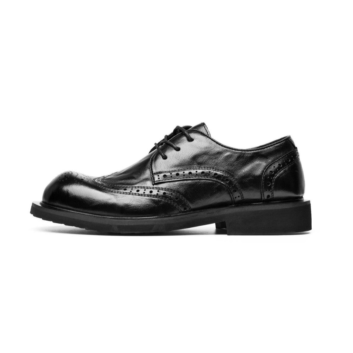 Men's Round Toe Brogue Distressed Low Trendy Leather Shoes
