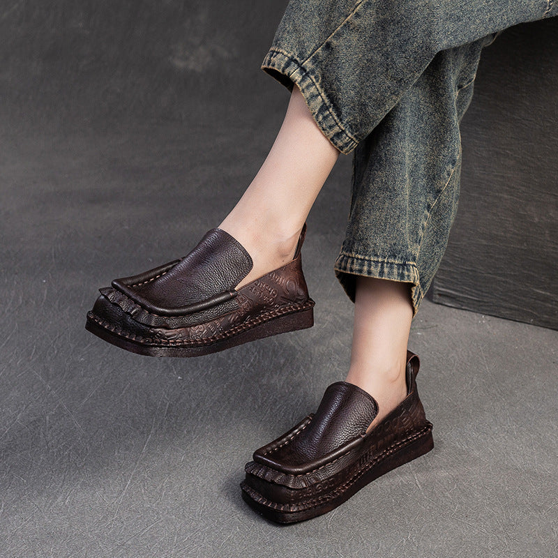 Women's Shu Art Retro Slip-on Square Toe Loafers