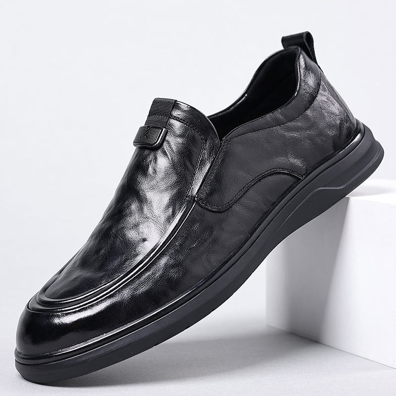 Men's Top Layer Cowhide Autumn Business Leisure Slip Leather Shoes