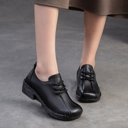Women's & Men's Shu Autumn Front British Style Top Layer Cowhide Retro Men's Shoes