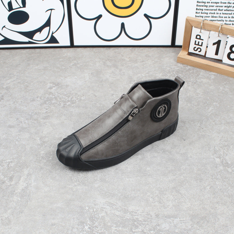 Men's Pumps Zipper Fleece-lined Warm Slugged Bottom Flat Sneakers