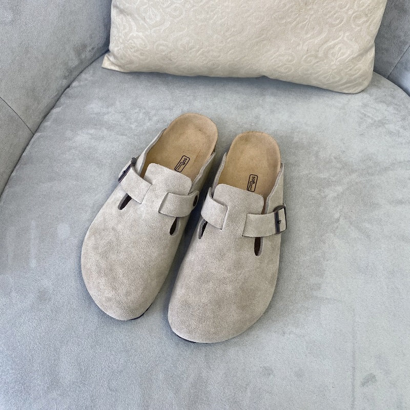 Women's Matte Real Cork Thick Bottom Slip-on Sandals