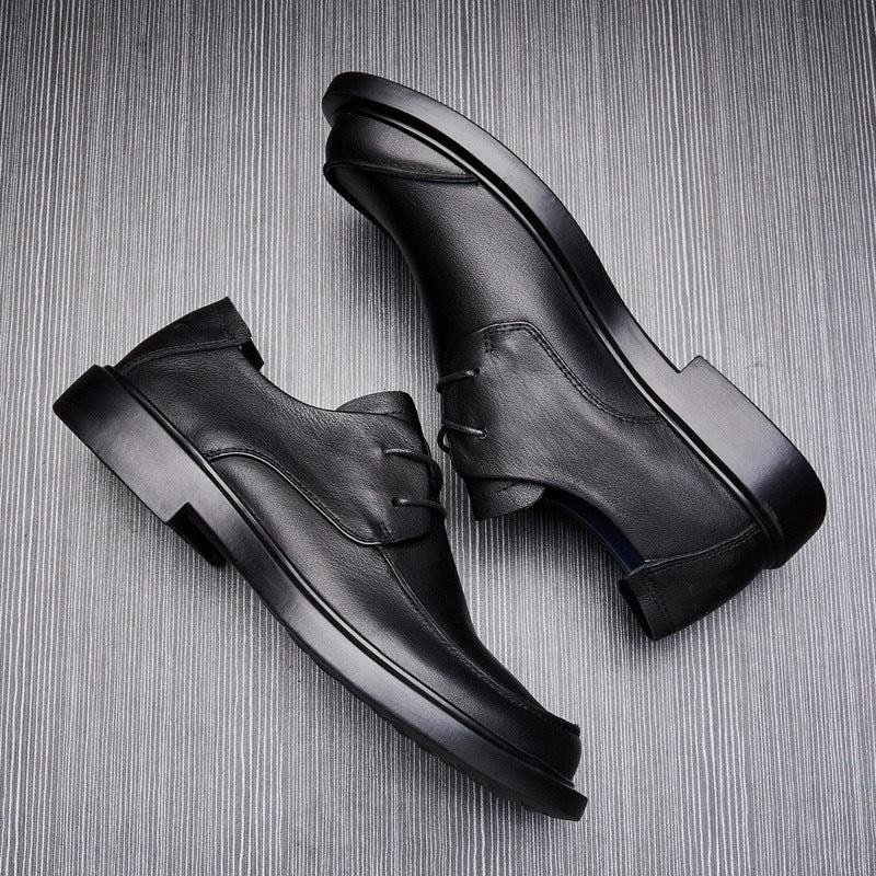 Men's Genuine Cattlehide Surface Breathable Lace Up Big Head Leather Shoes