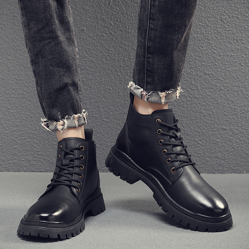 Men's British Korean Martin Black Working Wear Boots