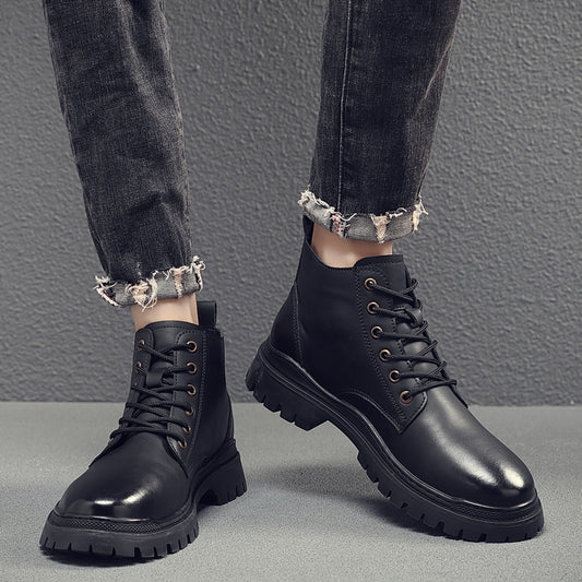 Men's British Korean Martin Black Working Wear Boots