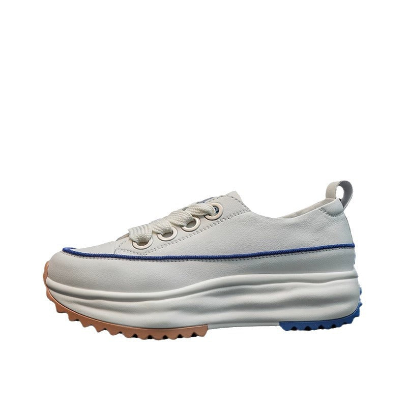 Women's Breathable White Spring Versatile Height Increasing Casual Shoes