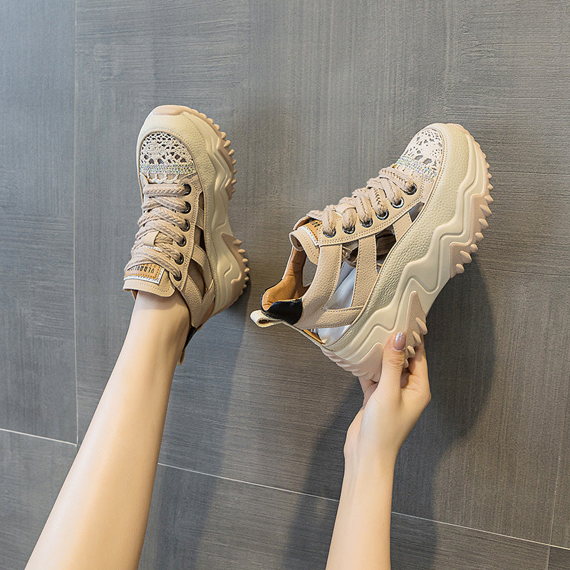 Women's Small Dad Retro Lightweight Height Increasing Casual Shoes