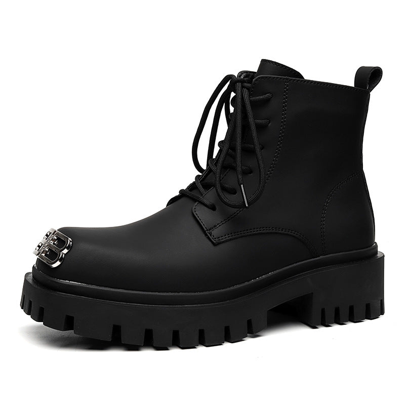 Men's Derby Martin British Style Big Head Height Increasing Boots