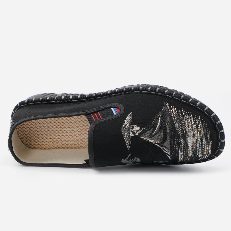 Men's Willing To Embroidered Chinese Style Breathable Canvas Shoes