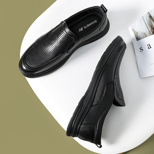 Men's Breathable Business First Layer Cowhide One Leather Shoes