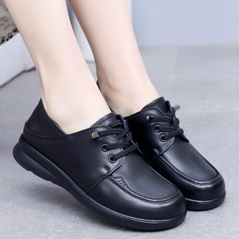 Women's Spring British Style Round Toe Flats Soft Women's Shoes