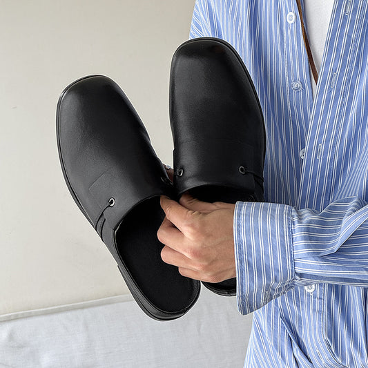 Niche Flat Slip-on Toe Cap Semi Sandals