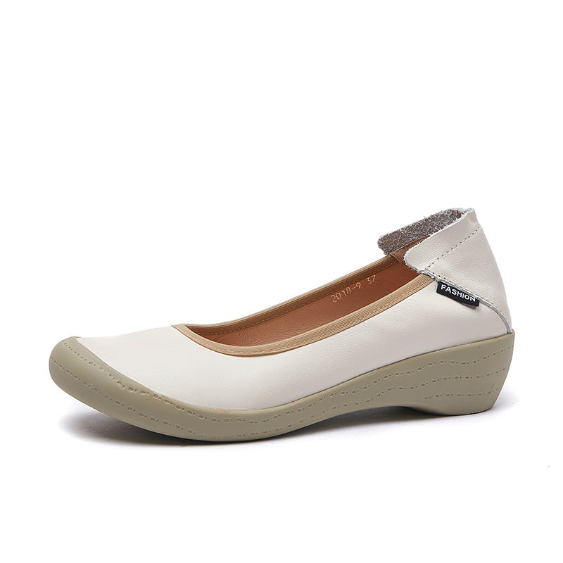Women's Genuine Shallow Mouth Pumps Wedge Height Casual Shoes
