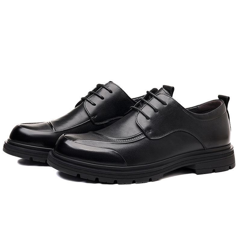 Men's Cowhide Business Spring Fashion Comfortable Big Head Derby Leather Shoes