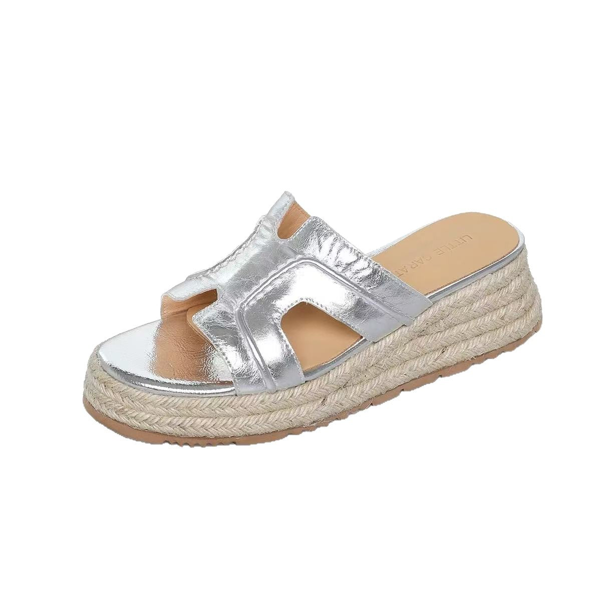 Women's Straw Woven Platform Wedge High Outer Sandals