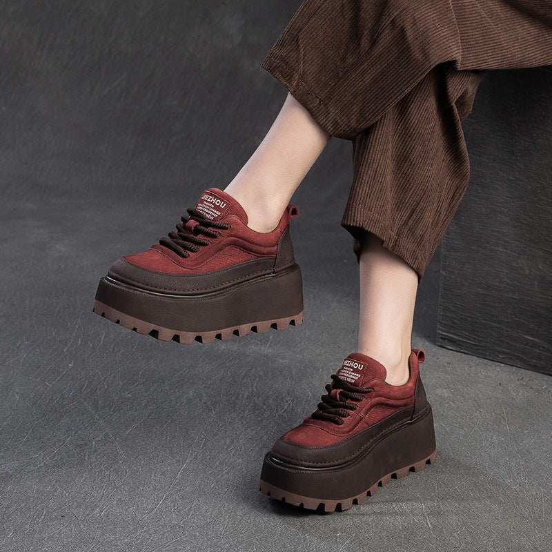 Women's Small Height Increased Retro British Style Casual Shoes