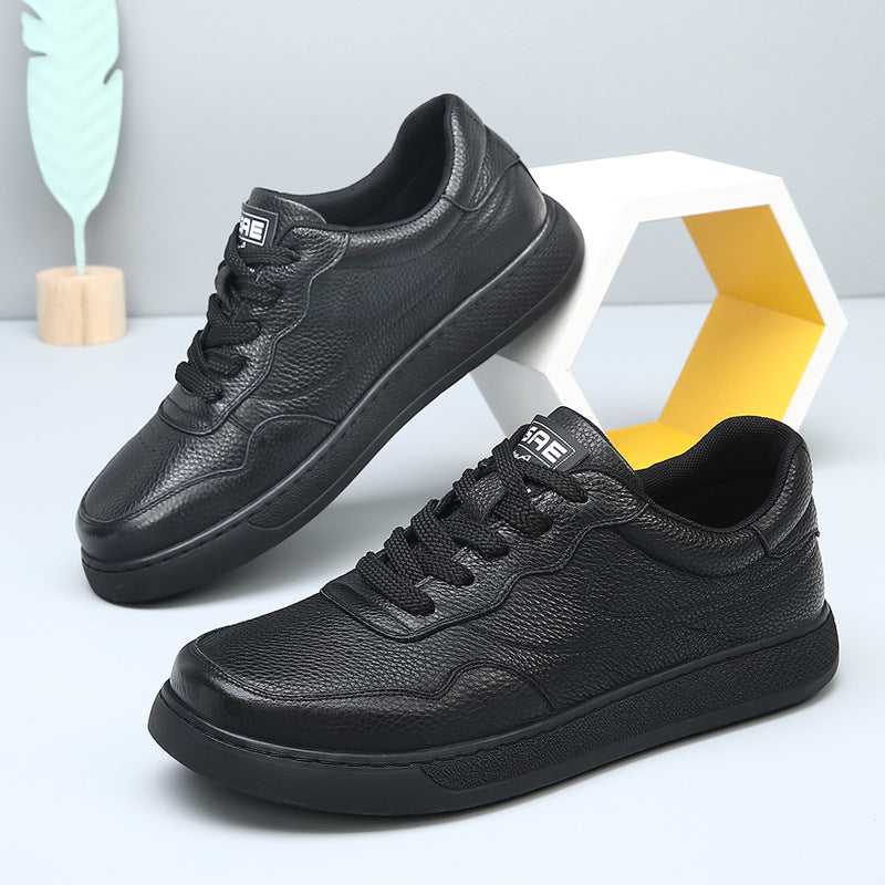 Men's Layer Cowhide Autumn Authentic Comfortable White Board Leather Shoes