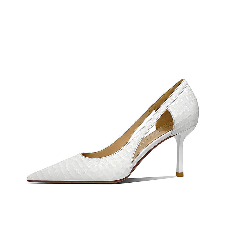 Women's High Pointed Toe Stiletto Side Empty Women's Shoes