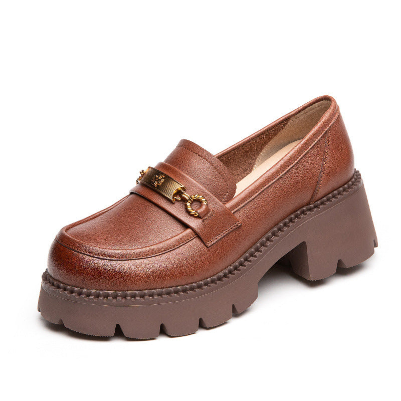 Women's Layer Cowhide Autumn One Pedal Elegant Foam Casual Shoes