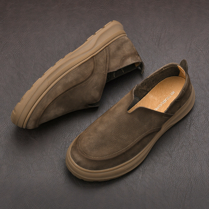 Men's Summer Handmade Genuine Retro Artistic Comfortable Pumps Round Head Loafers