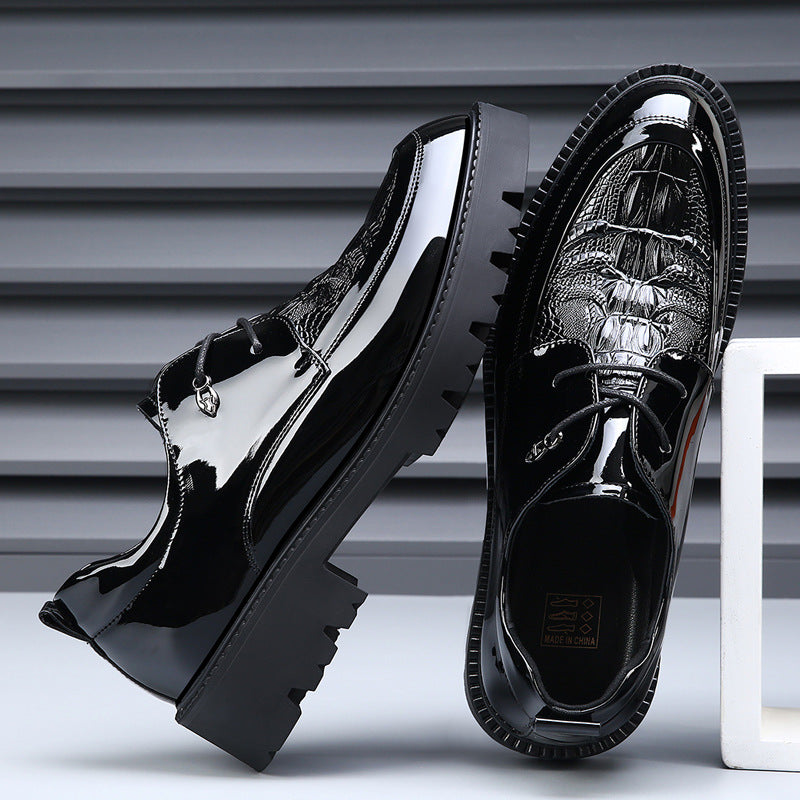 Men's Size Spring Breathable Height Increasing Groom Men's Shoes