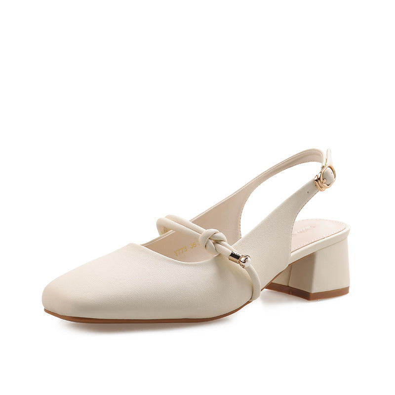 Women's French Closed Toe Temperament Wild Thick Heels