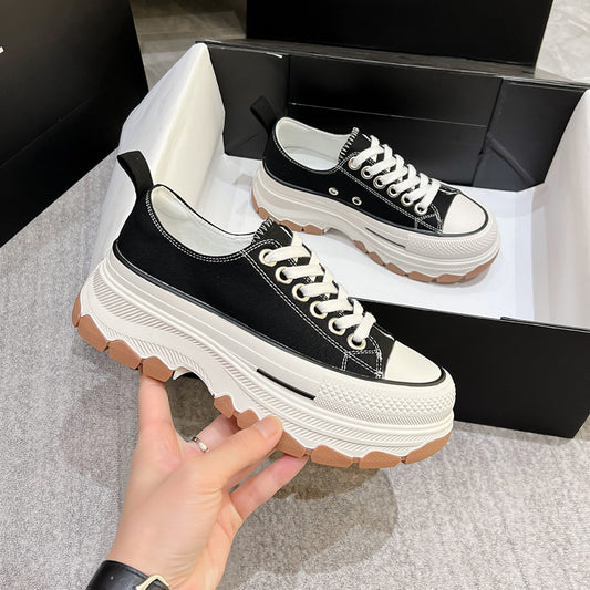 Women's Leisure Thick-soled Small Height Increasing Breathable Canvas Shoes