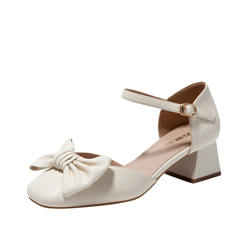 Women's Temperament Square Head With Skirt Versatile Heels
