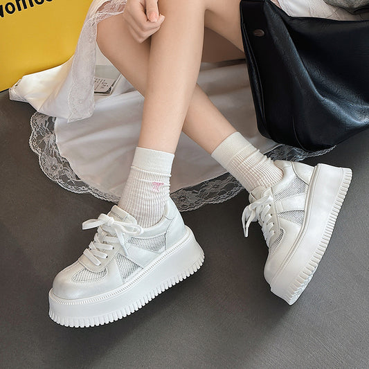 Women's Mesh Surface Platform White Summer Soft Casual Shoes