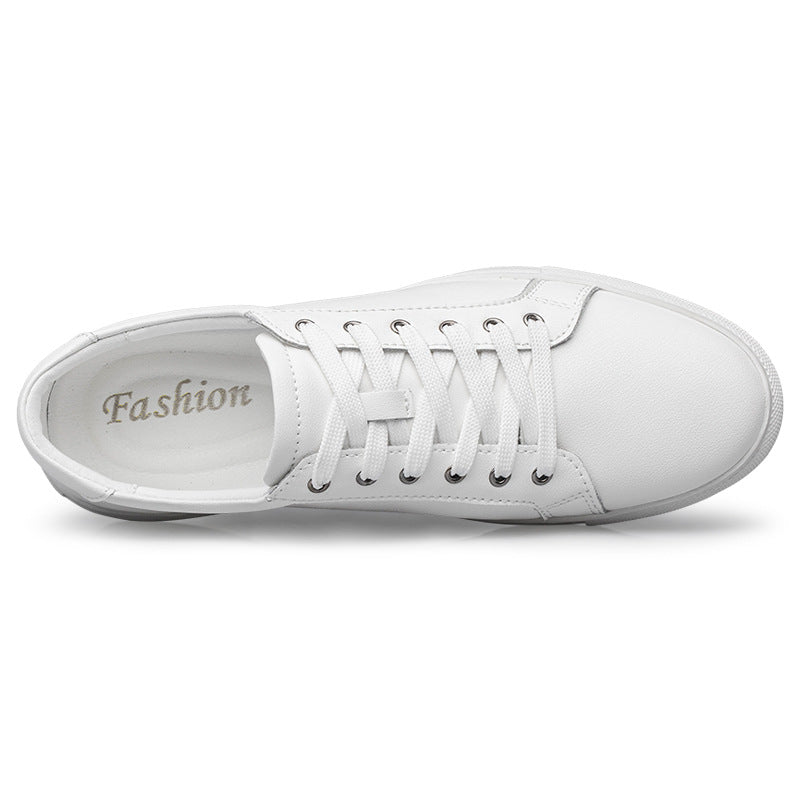 Women's & Men's Large Size White Cowhide Soft Bottom Men's Board Shoes
