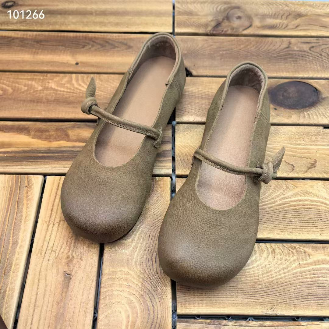 Women's Four Round Toe Flat Strap Soft Loafers