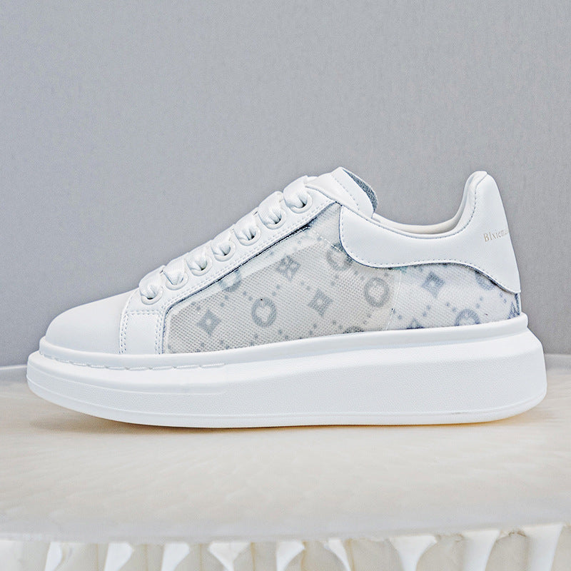 Women's White Summer Mesh Breathable Fashionable Korean Casual Shoes