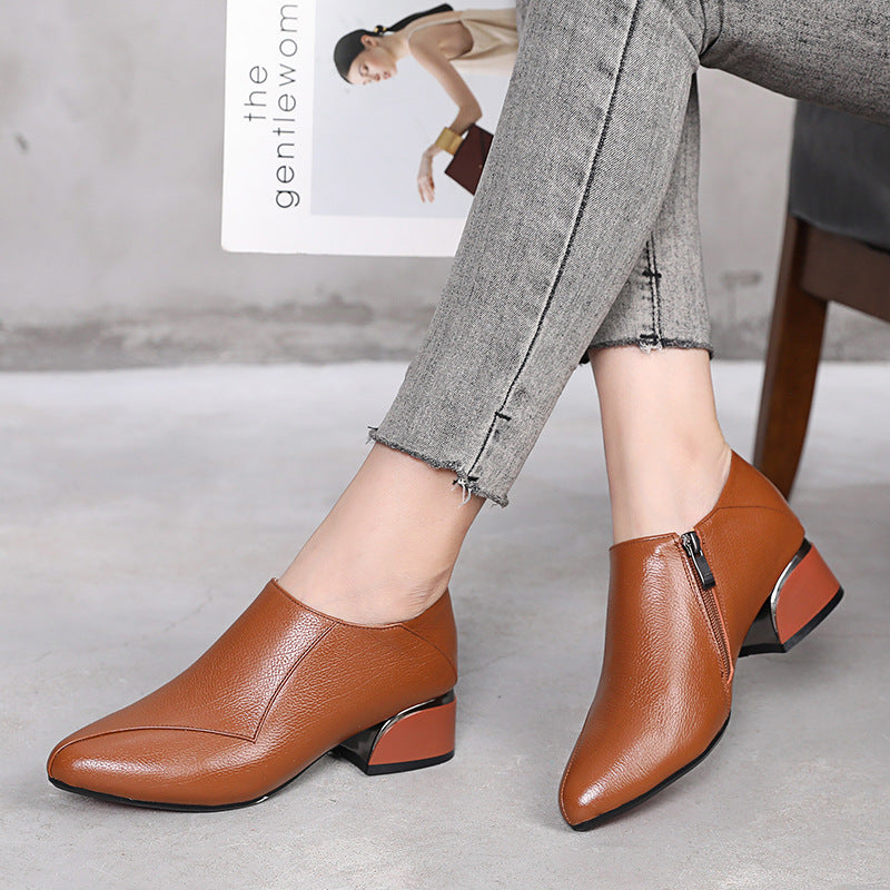 Women's Genuine Pumps Autumn Chunky Mid Plus Casual Shoes