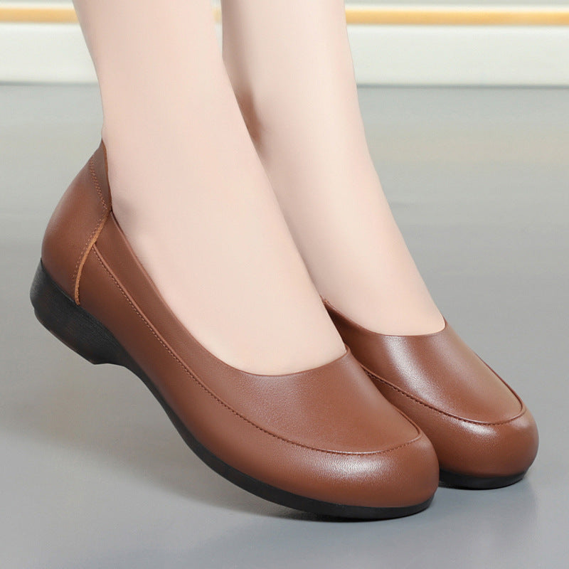 Women's Pumps Genuine Tendon Bottom Soft Comfortable Flat Leather Shoes