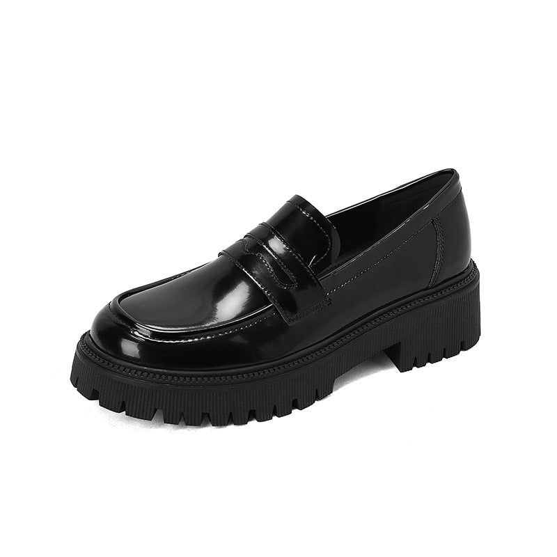 Women's Full Cowhide Platform Genuine England Style Casual Shoes