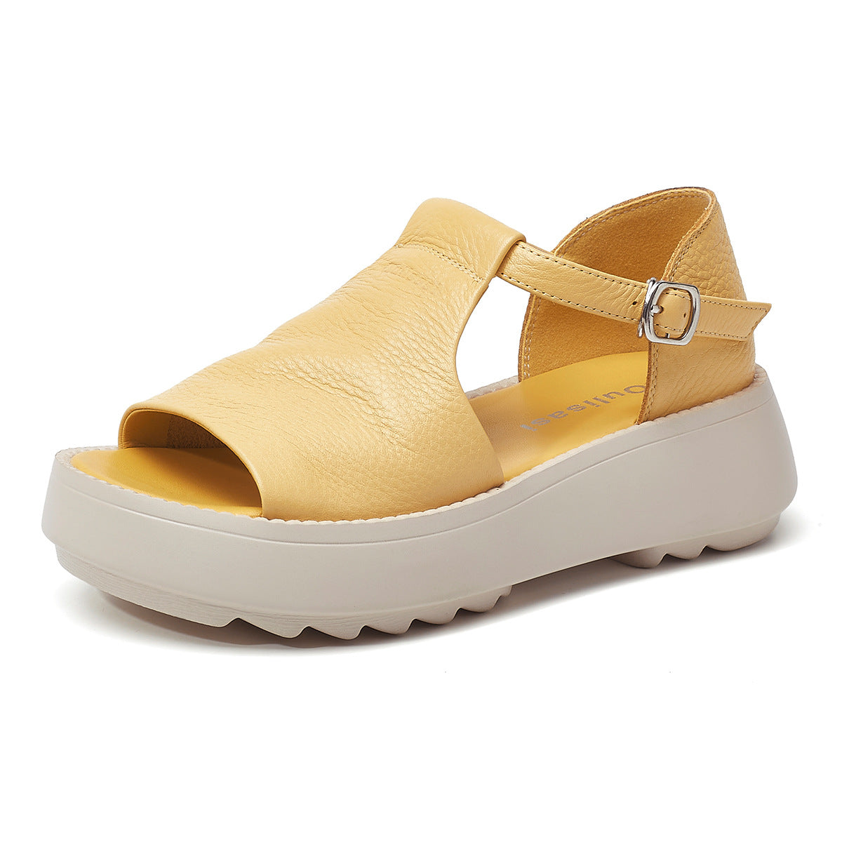 Women's Layer Cowhide Summer Retro Style Thick Sandals