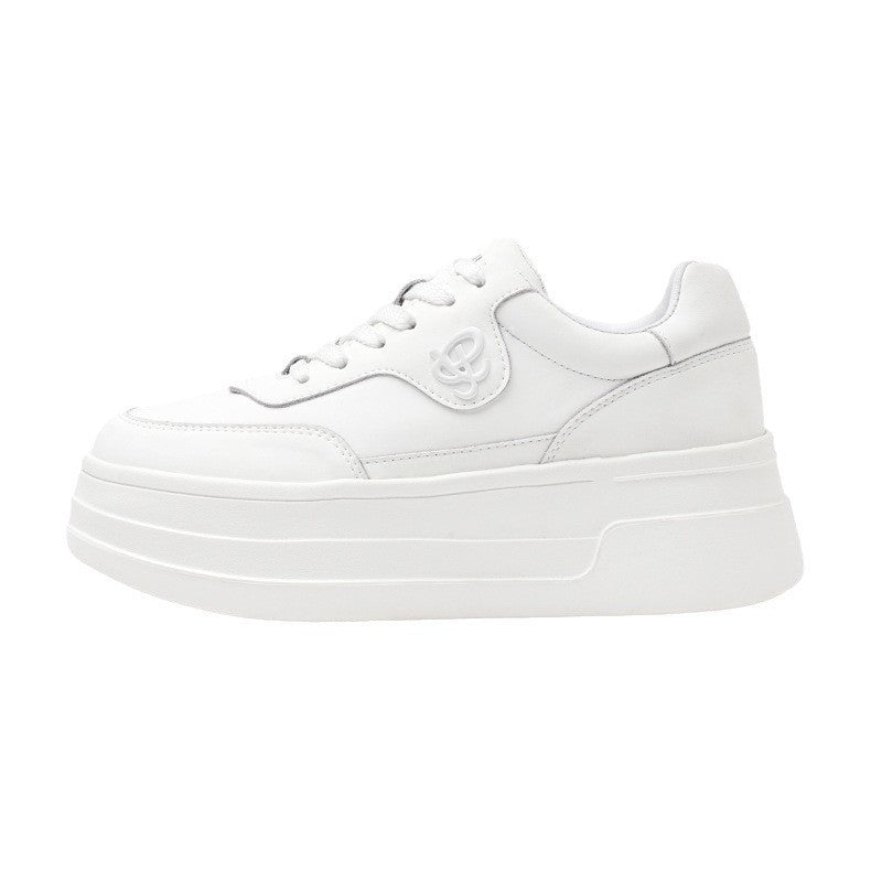 Women's Black White Color Matching Thick Bottom Sneakers